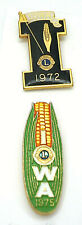 2 Iowa Corn 1972 1975 Farming Lions Club Trading Pins New Old Stock picture