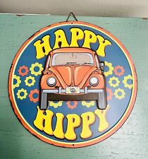 New Volkswagen Happy Hippy Round Metal Sign Fun Vw Beetle Sign for Garage/ Home picture