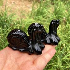 1pc Natural Hand Obsidian Spoof Snail Carved Quartz Snail picture