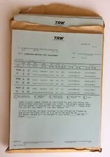 Vintage TRW Defense Electronics Computing Service Adjustment Sheet 200+ NOS USA picture