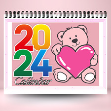 Pink Hearts 2024 Calendar | 12 Month Calendar | Spiral Bound | wall calendar picture