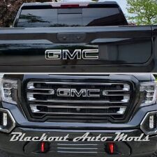2019-2024 GMC Sierra 1500 Gloss Black Emblem Blackout Overlay Decals - Set of 2 picture