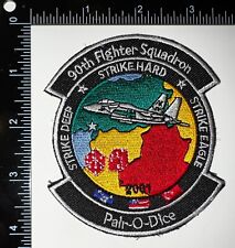 ONW 2001 USAF 90th Fighter Squadron Pair O Dice Strike Deep Hard Eagle Patch picture