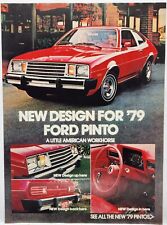 1979 Ford Pinto Red Vintage Print Ad Poster Man Cave Deco Retro 70's picture