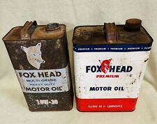 2 Vintage Fox Head Motor Oil Cans (2gallon & 5quart)  picture