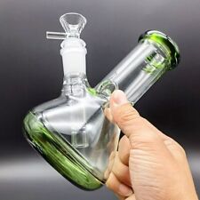 15cm Heavy Thick Glass Bong Hookah Water Pipe Shisha Bubbler Green 14mm Bowl US picture