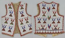 Old American Sioux Style Beaded Front & Back Suede Hide Powwow Vest NV152 picture