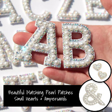 Pearl Patches White AB Rhinestone Sparkle Letter Alphabet Embroidery Clothes picture