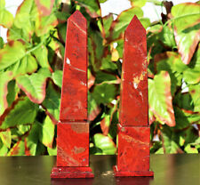 Pair Of Grand Tour Pietra Dura 295MM Red Brecciated Jasper Healing Obelisk Tower picture