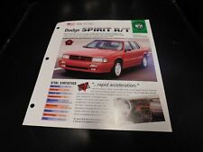1991 1992 Dodge Spirit R/T Spec Sheet Brochure Photo Poster picture