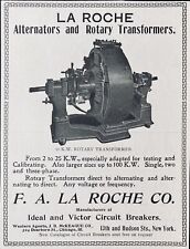1902 AD(L24)~F.A. LA ROCHE CO. NYC. ALTERNATORS AND ROTARY TRANSFORMERS picture