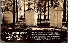 c1920 OUTHOUSE AIR CONDITIONED CABINS FOR RENT COMEDIC RPPC POSTCARD 29-200 picture