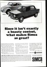 1966 Simca Car compared to VW Beetle Vintage Print Ad 961 picture