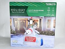 New 6.5 Foot Christmas Inflatable Penguin Seal Polar Bear On Igloo Home For Hol picture