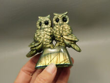 Owl Figurine Labradorite 2 Owls 3.7 inch Animal Carving #O263 picture