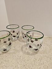 Cocktail Glasses 4 Pcs. Embossed With Red Flowers picture