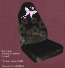 Velour Auto Seat Cover - Black w/ Colorful Butterfly () picture