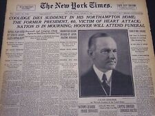 1933 JANUARY 6 NEW YORK TIMES - COOLIDGE DIES SUDDENLY IN HIS HOME - NT 5251 picture