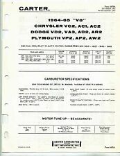 1964  V8 Chrysler,  Dodge & Plymouth 361/383  Carter BBD Carburetor Sheets picture