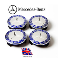4x Blue Mercedes Benz Alloy Wheel Centre Caps 75mm Badges Hub Emblem - Fits All picture