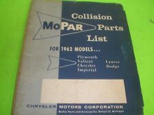 1962 MoPar Collision Parts List Book Chrysler Plymouth Dodge Imperial Original picture