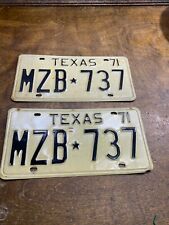 Vintage Pair 1971 Texas Auto License Plate Muscle Car Ford Chevrolet Mopar Tags picture