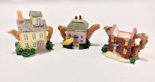 Lot of 3 Miniature Resin Decorative Birdhouse Teapots Removable Top #1, 2, 7 picture