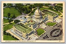 Vintage Postcard Air View Of U. S. Capitol And Grounds Washington DC Scenic Art picture