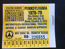 1978 1979 Pennsylvania Inspection Sticker NOS Trailer Motorcycle Classic Car PA. picture