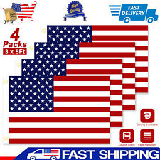 4pcs 3x5 ft US American Flag Heavy Duty Embroidered Star Sewn Stripes Grommets picture