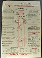 1954 1955 1956 Mercury Lube Chart Montclair Monterey Custom Excellent Original picture