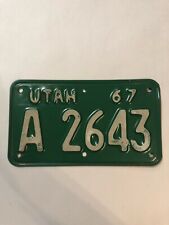 1967 67 Utah Motorcycle License Plate # A 2643 picture