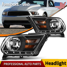 FOR 2010-2014 FORD MUSTANG PAIR BLACK HOUSING AMBER CORNER HEADLIGHT HEADLAMPS picture