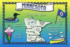 Minnesota, The North Star State, Map & Facts; Capital: St. Paul --POSTCARD picture