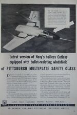 7/1953 PUB PITTSBURGH PLATE GLASS F7U-3 CUTLASS WINDSHIELD ORIGINAL AD picture