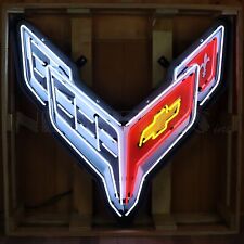 Corvette C8 Neon Sign Chevrolet Licensed Neon Sign in Shaped Steel Can 9C8COR picture