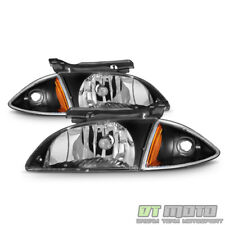 Black 2000-2002 Chevy Cavalier Headlights+Corner Lamps 4 Pcs 00 01 02 Left+Right picture