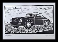 Porsche Speedster Woodcut Print Andreas Hentrich 30 Years Jahre picture