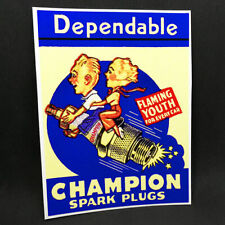 CHAMPION SPARK PLUGS Vintage Style DECAL, Vinyl STICKER, rat rod, racing, hotrod picture
