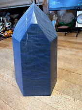 Blue Quartz Crystal Gemstone Medium Six Sided Standing Tower Specimen Point 008 picture