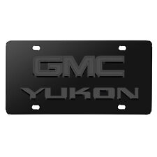 GMC Yukon 3D Dark Gray Dual Logo Black Stainless Steel License Plate picture