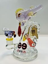 Cheech Bong Fish Designed Mouth 10inch Tall Heavy Duty Glass Beaker Perc picture
