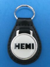 Vintage HEMI White genuine grain leather keyring key fob keychain - Collectible picture