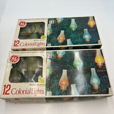 (2) Vintage GE Merry Midget Colonial Lights 12-Count Chimney design color lights picture