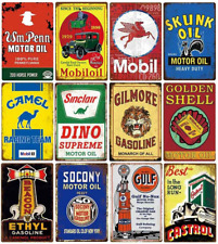 12 Pieces Reproduced Vintage Gas Oil Car Tin Signs Home Bar Man Cave Garage D... picture