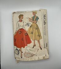 McCalls 1954 Sew Pattern #1926 Skirt Halter Petticoat Size 15 Hip 36 Waist 27 picture