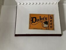 Vintage Duke's Beer Label Allentown, PA 1970 - 1978 Dog in Bowler Hat picture
