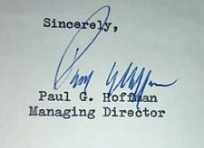 Paul G. Hoffman Studebaker President The Marshall Plan  Autograph Cut Signature. picture