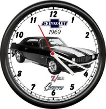 Licensed 1969 Z28 Chevy Camaro Black Chevrolet General Motors Sign Wall Clock picture