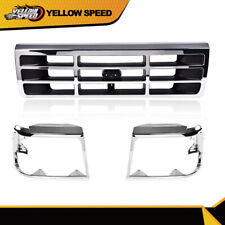 Fit For 92-96 Ford F150 F250 Bronco 1992-1996 Grille Headlight Door Chrome 3 Pcs picture
